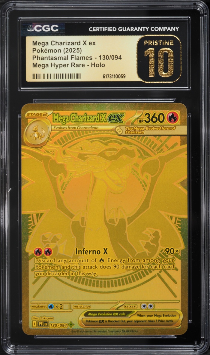 2025 Pokemon Mega Evolution Phantasmal Flames MHR Mega Charizard X ex #130 CGC 10 PRISTINE