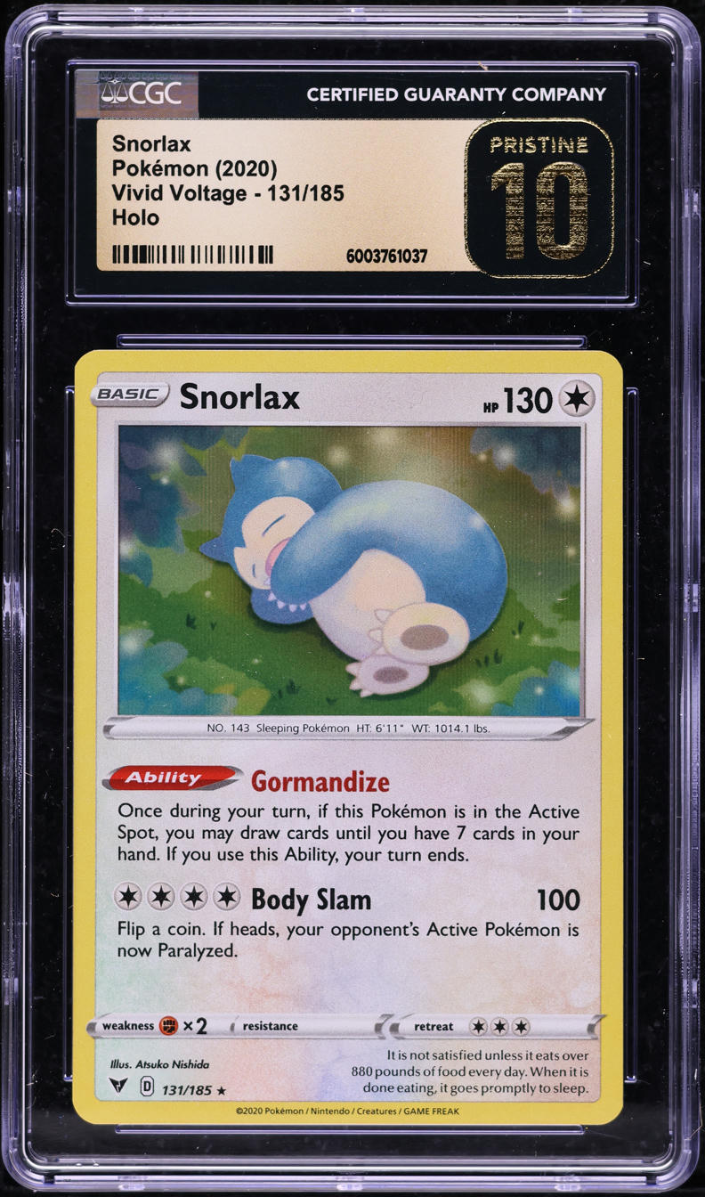 2020 Pokemon Sword & Shield Vivid Voltage Holo Snorlax #131 CGC 10 PRISTINE