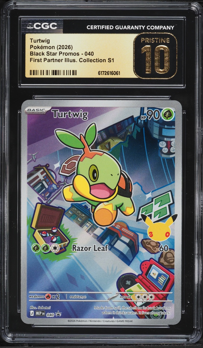 2026 Pokemon Mega Promo First Partner Illustration S1 Full Art Turtwig #40 CGC 10 PRISTINE