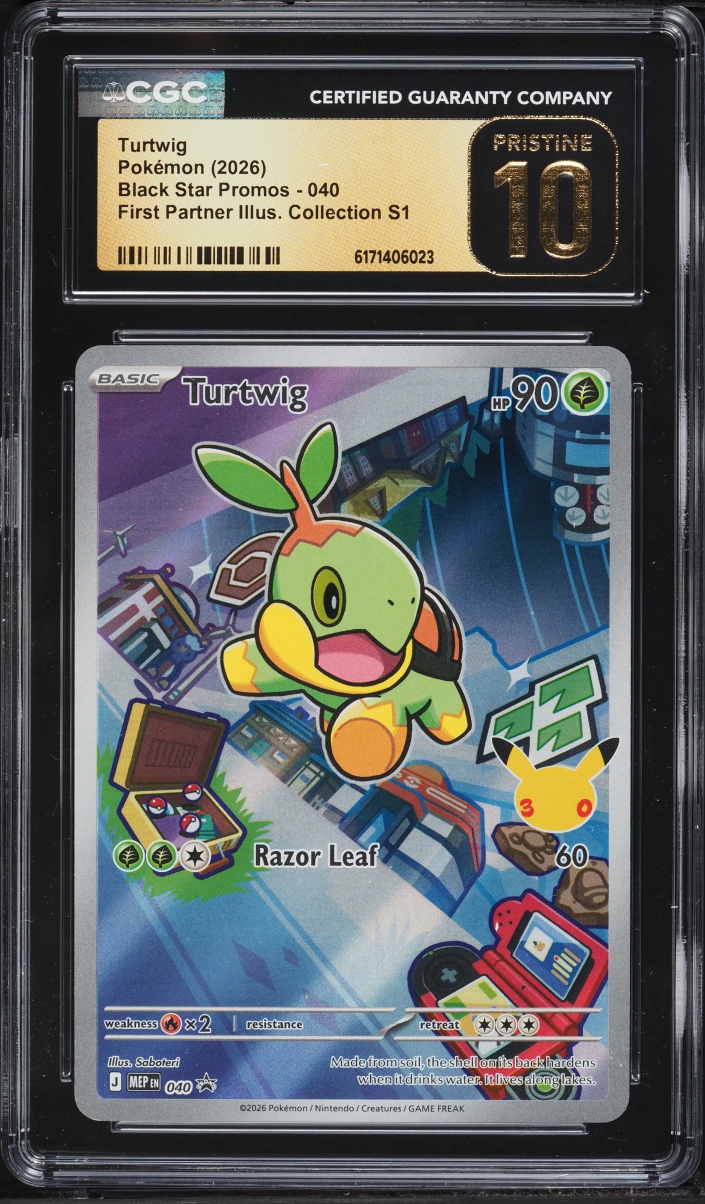 2026 Pokemon Mega Promo First Partner Illustration S1 Full Art Turtwig #40 CGC 10 PRISTINE