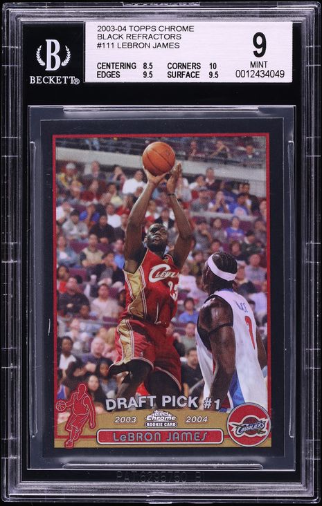 2003 Topps Chrome Black Refractor LeBron James ROOKIE /500 #111 BGS 9 MINT