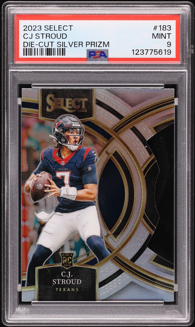2023 Select Premier Silver Prizm Die-Cut C.J. Stroud ROOKIE #183 PSA 9 MINT