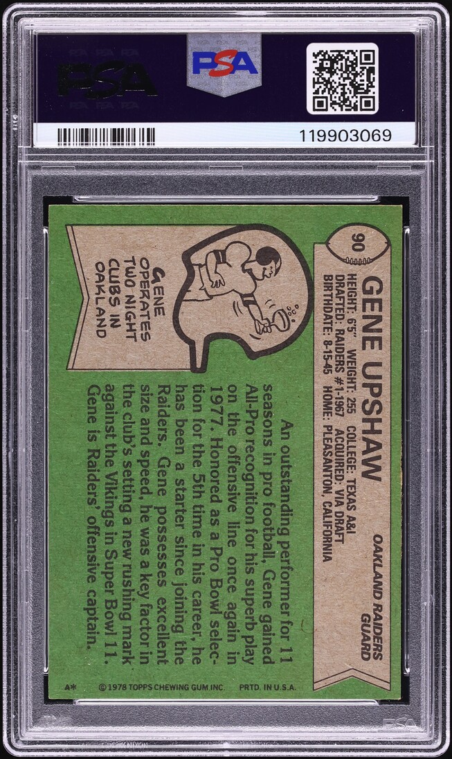 1978 Topps Football Gene Upshaw ALL-PRO #90 PSA 4 VGEX