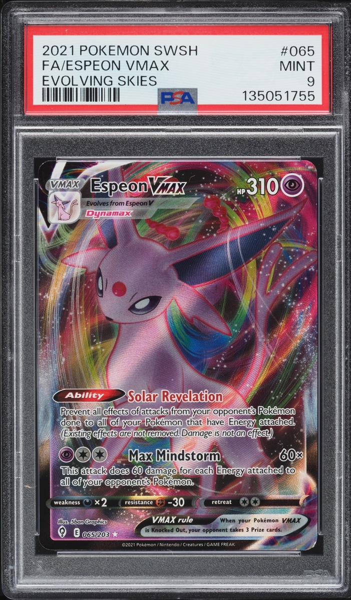 2021 Pokemon Sword & Shield Evolving Skies Full Art Espeon VMAX #65 PSA 9 MINT
