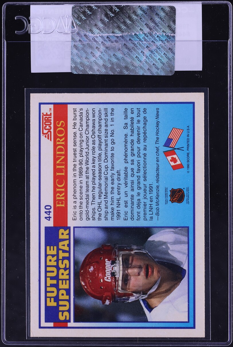 1990 Score Canadian Eric Lindros ROOKIE #440 CGC AUTH