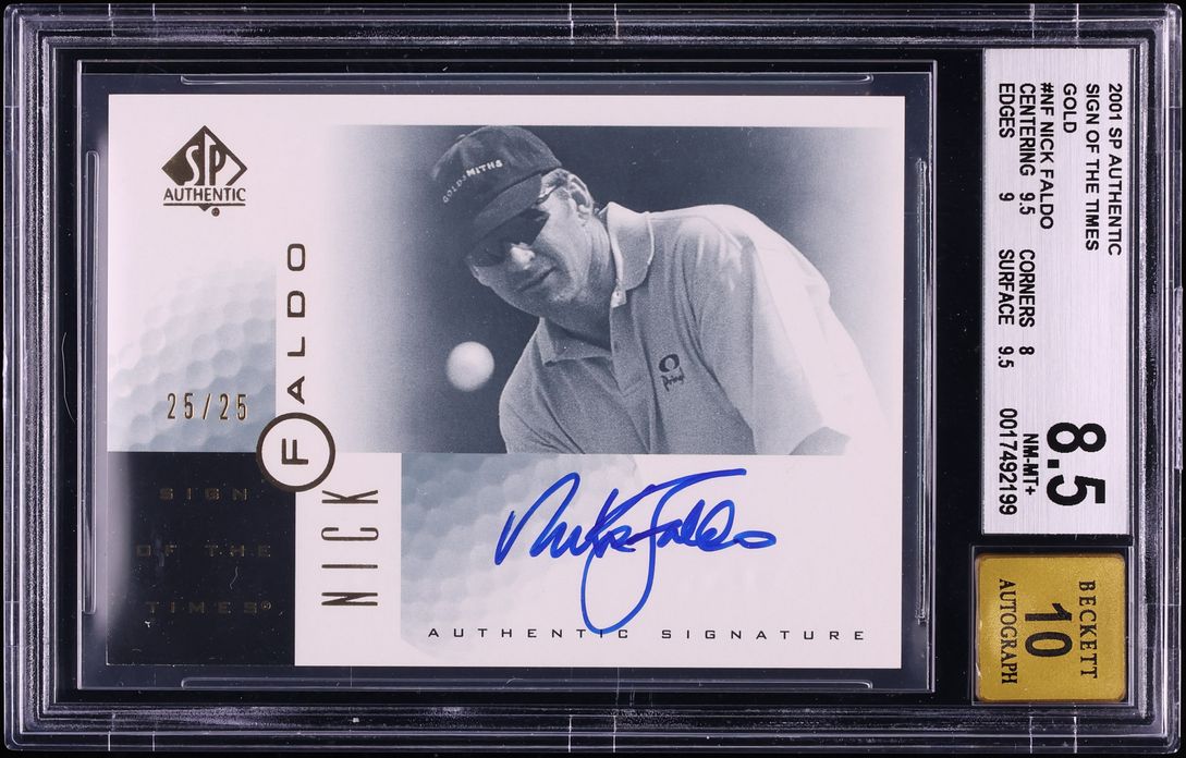 2001 SP Authentic Sign Of The Times Gold Nick Faldo AUTO 25/25 #NF BGS 8.5 NM-MT+