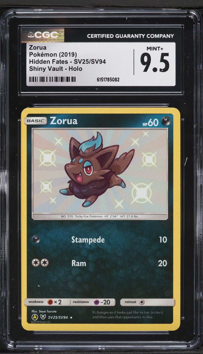 2019 Pokemon Sun & Moon Hidden Fates Shiny Zorua #SV25 CGC 9.5 MINT+