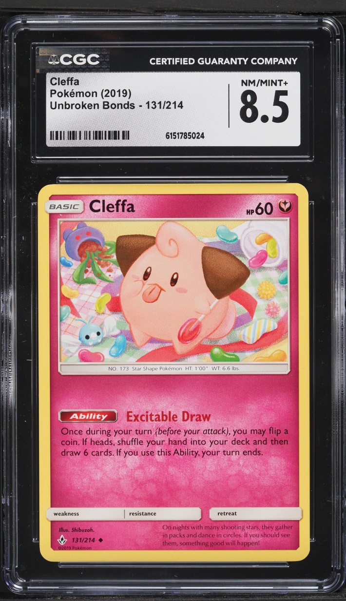 2019 Pokemon Sun & Moon Unbroken Bonds Cleffa #131 CGC 8.5 NM-MT+