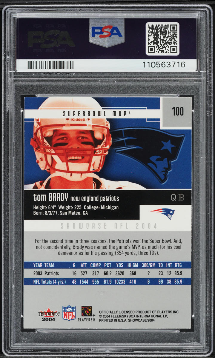 2004 Fleer Showcase Tom Brady #100 PSA 8 NM-MT