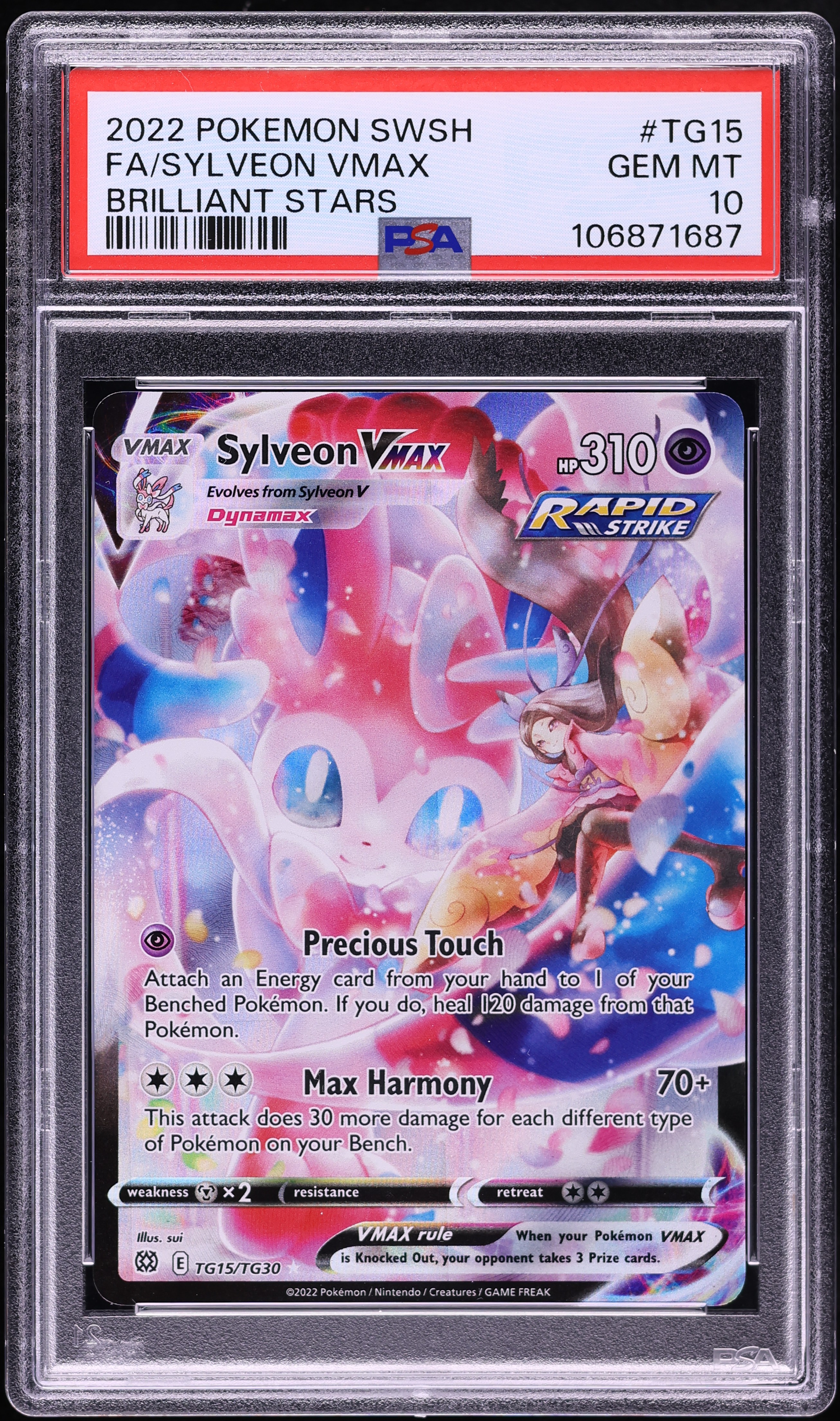 2022 Pokemon Sword & Shield Brilliant Stars CHR Sylveon VMAX #TG15 PSA 10 GEM MINT