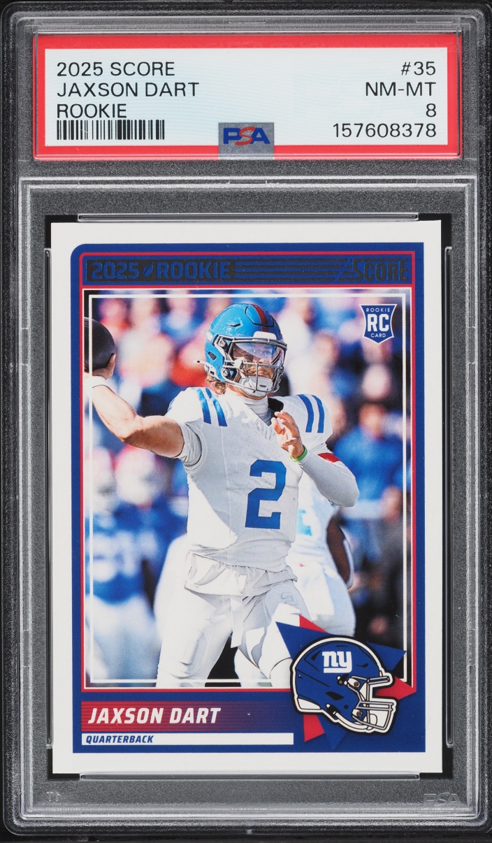 2025 Score Football Jaxson Dart ROOKIE #35 PSA 8 NM-MT