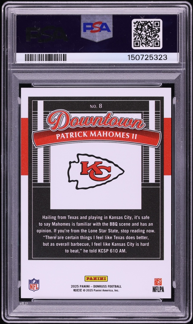 2025 Donruss Downtown Patrick Mahomes II #8 PSA 10 GEM MINT - Photo 2