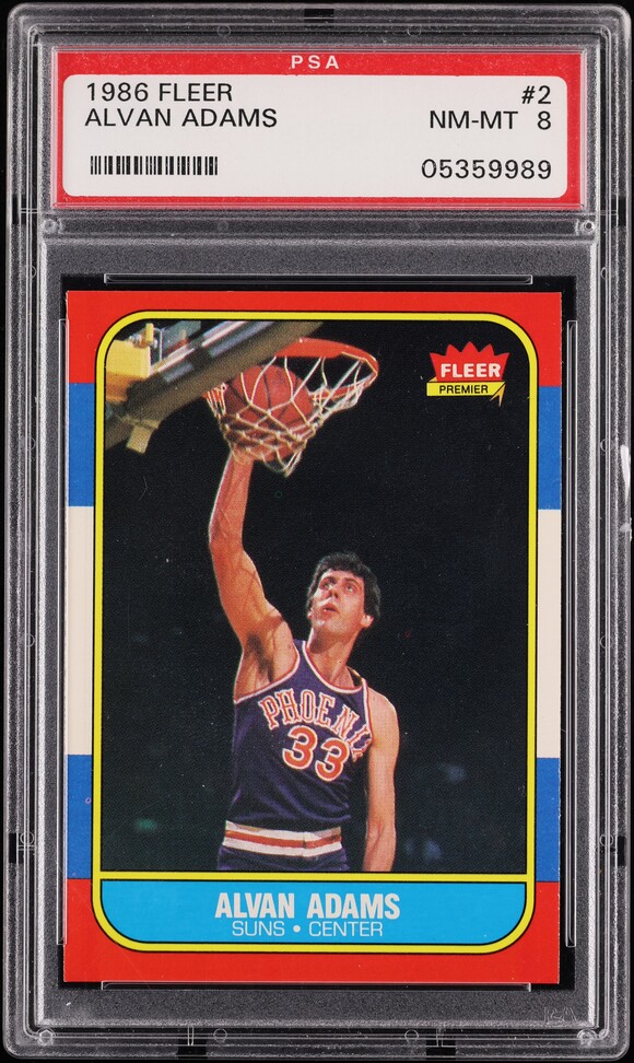 1986 Fleer Basketball Alvan Adams #2 PSA 8 NM-MT