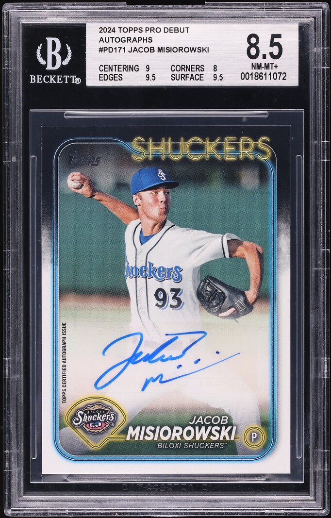 2024 Topps Pro Debut Jacob Misiorowski PROSPECT AUTO #PD-171 BGS 8.5 NM-MT+