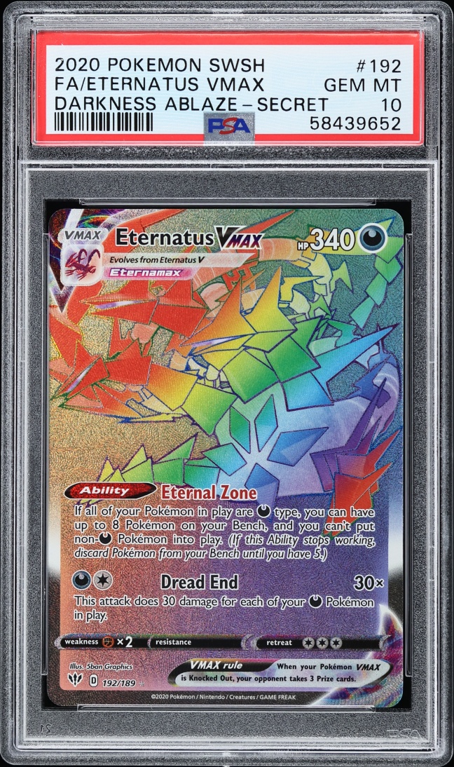2020 Pokemon Sword & Shield Darkness Ablaze Rainbow Rare Eternatus VMAX #192 PSA 10 GEM MINT