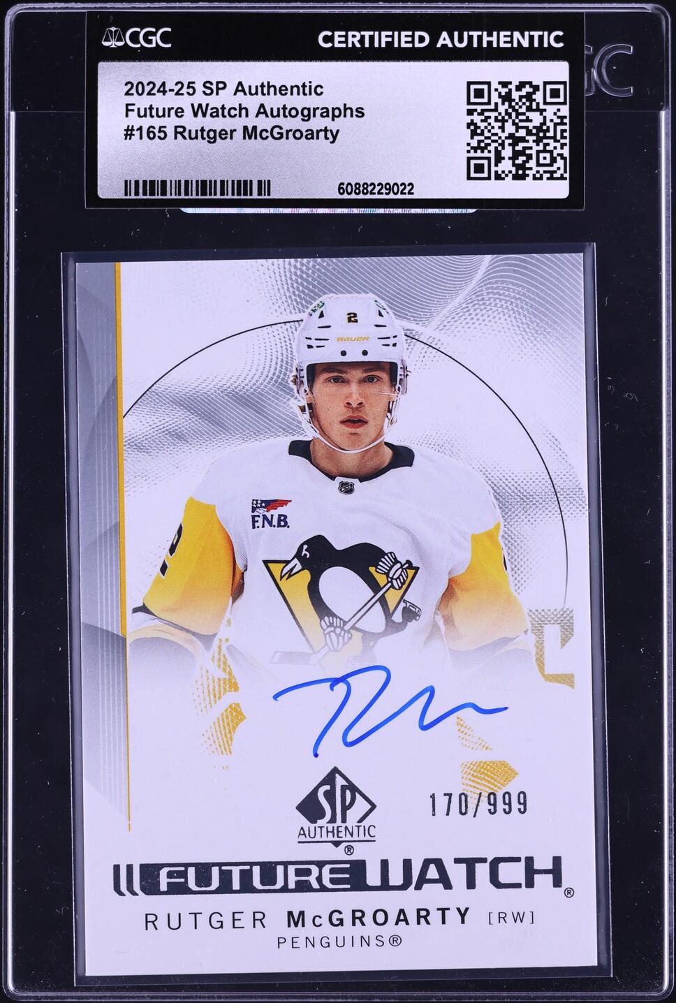 2024 SP Authentic Future Watch Rutger McGroarty ROOKIE AUTO /999 #165 CGC AUTH