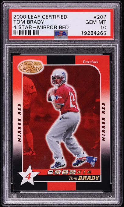 2000 Leaf Certified 4 Star Mirror Red Tom Brady ROOKIE #207 PSA 10 GEM MINT - Photo 1