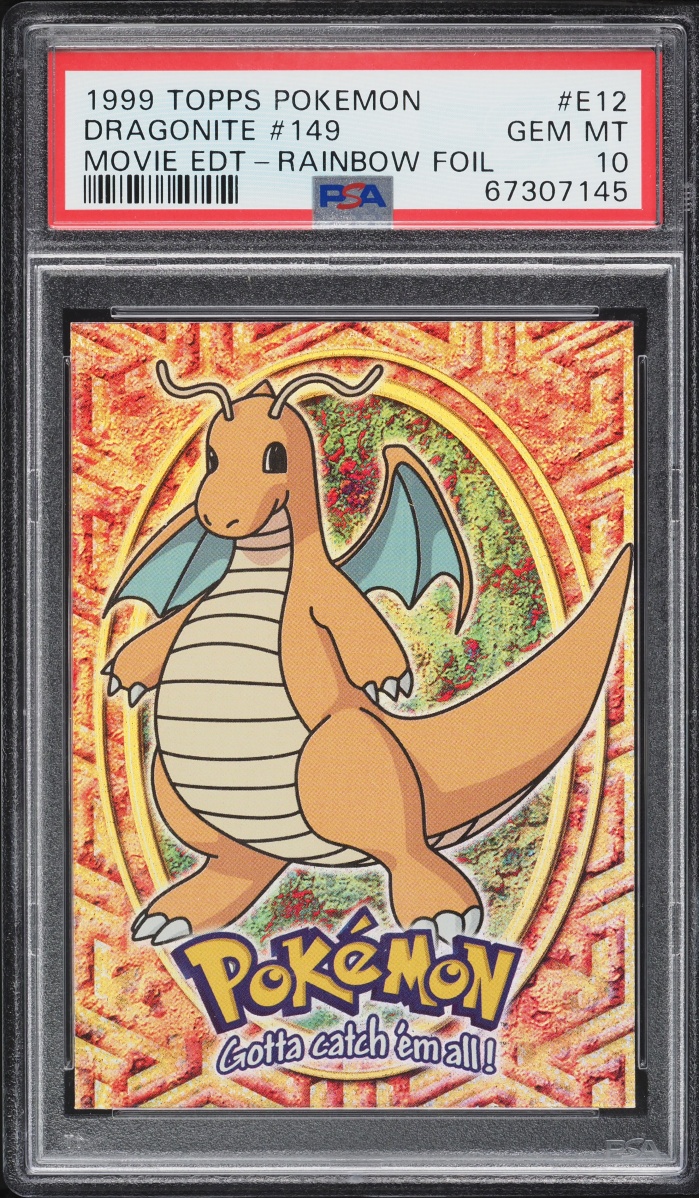1999 Topps Pokemon The Movie Edition Rainbow Foil Dragonite #149 #E12 PSA 10 GEM MINT