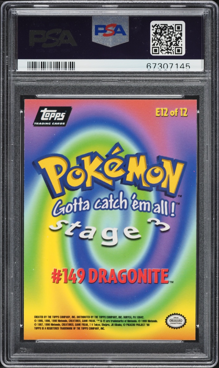 1999 Topps Pokemon The Movie Edition Rainbow Foil Dragonite #149 #E12 PSA 10 GEM MINT