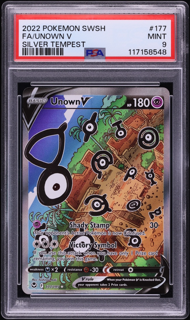 2022 Pokemon Sword & Shield Silver Tempest Full Art Unown V #177 PSA 9 MINT
