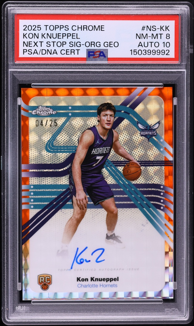 2025 Topps Chrome Next Stop Orange Geometric Kon Knueppel ROOKIE AUTO ...