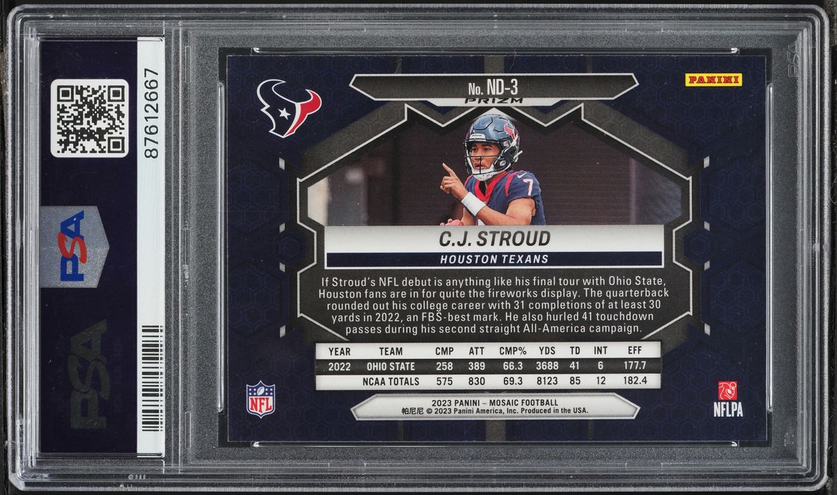 2023 Panini Mosaic NFL Debut Silver C.J. Stroud ROOKIE #ND-3 PSA 10 GEM MINT