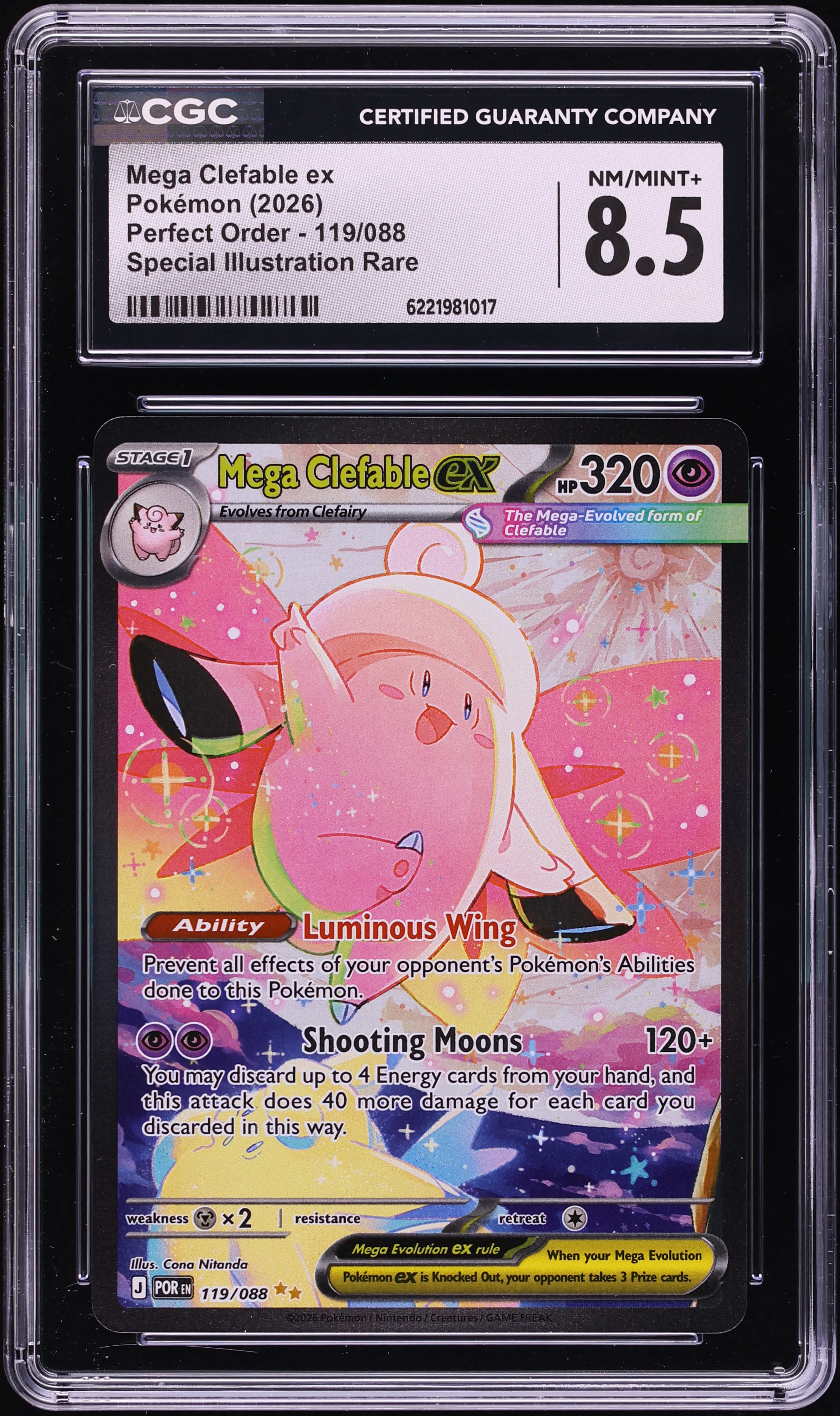 2026 Pokemon Mega Evolution Perfect Order SIR Mega Clefable EX #119 CGC 8.5 NM-MT+
