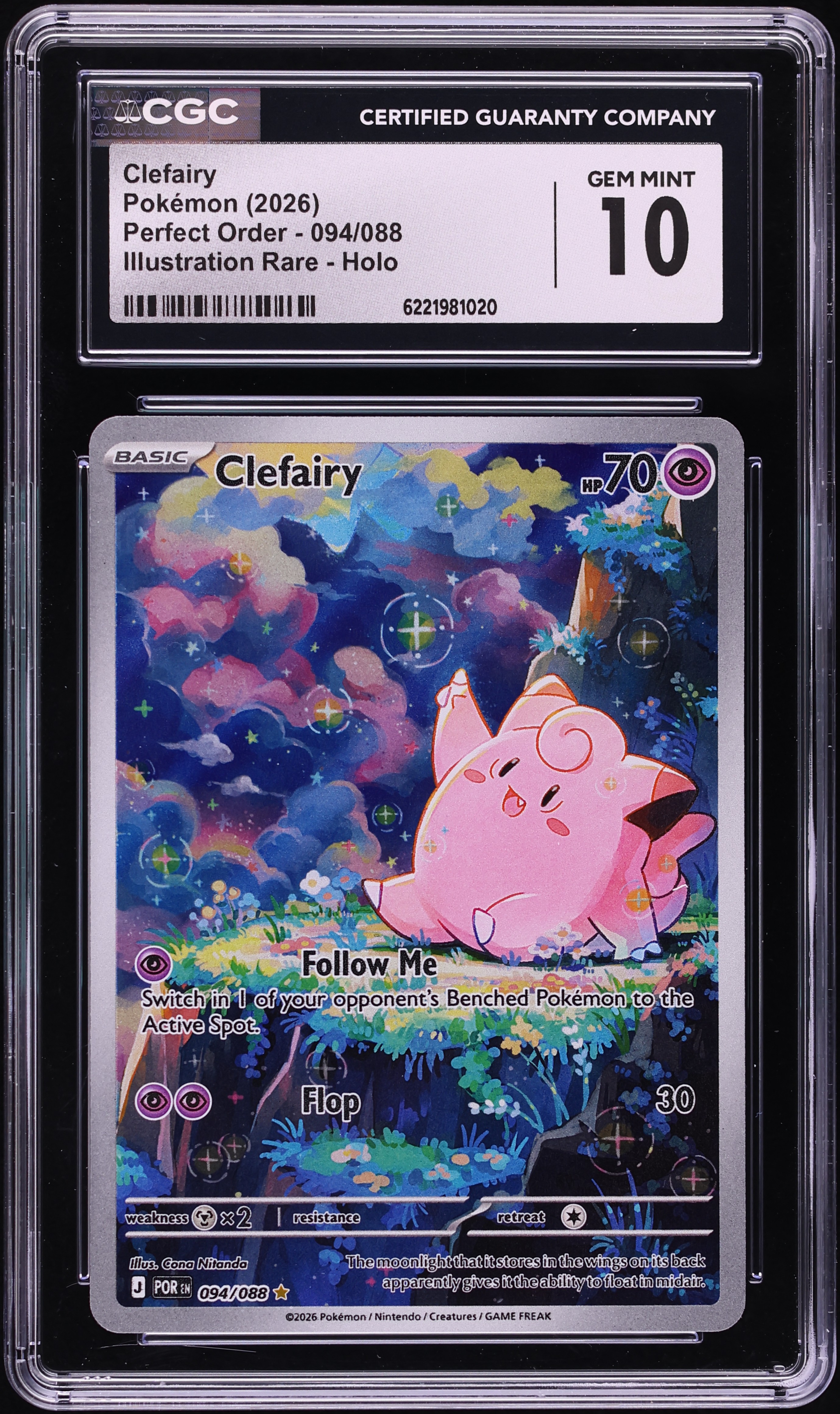 2026 Pokemon Mega Evolution Perfect Order IR Clefairy #94 CGC 10 GEM MINT