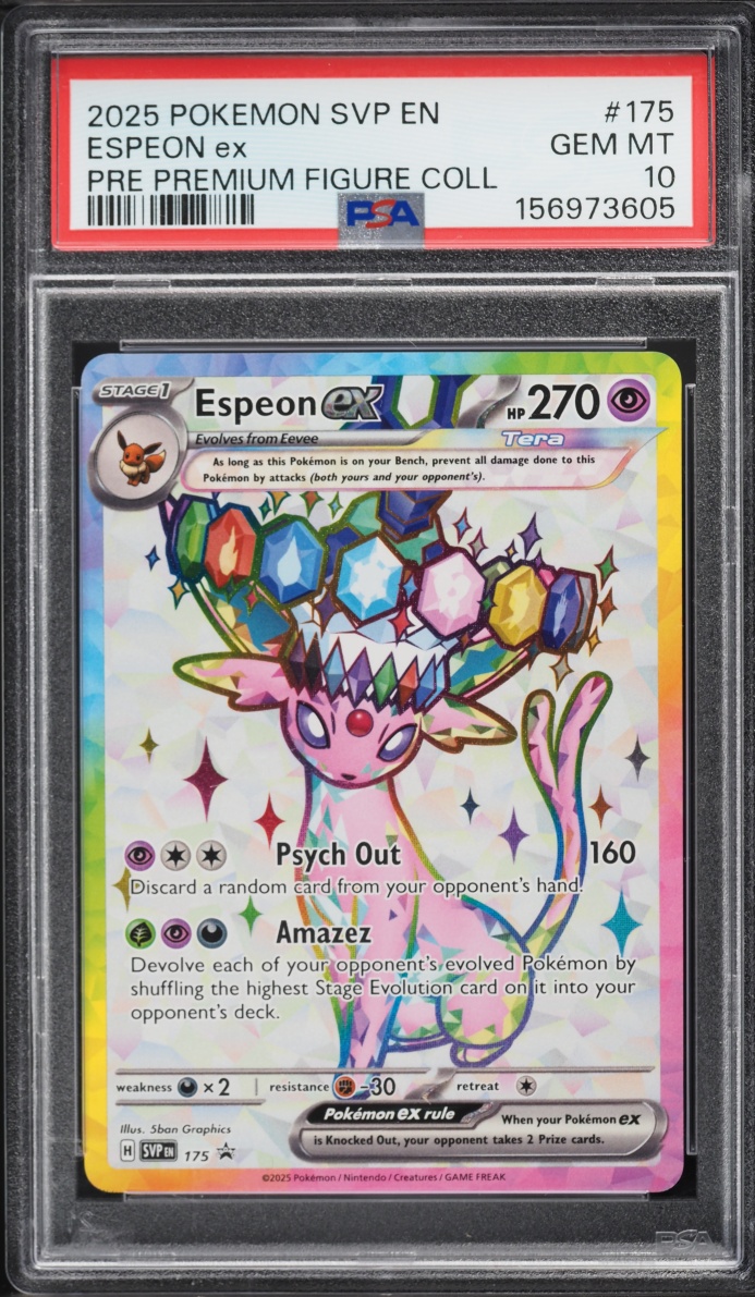 2025 Pokemon SV Promo Prismatic Evolutions Premium Figure Full Art Espeon Ex #175 PSA 10 GEM