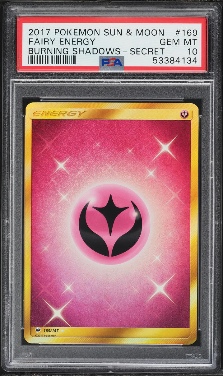 2017 Pokemon Sun & Moon Burning Shadows Secret Rare Fairy Energy #169 PSA 10 GEM MINT