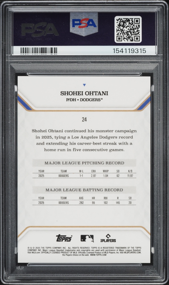2025 Topps MLB MVP Collection Black Foil Shohei Ohtani /10 #24 PSA 10 GEM MINT