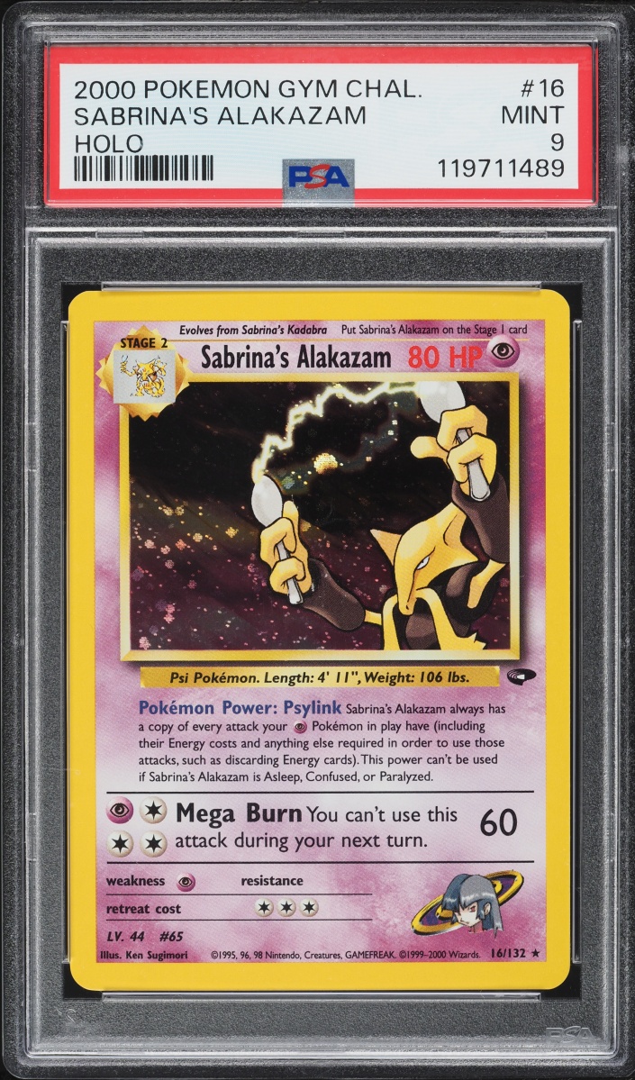 2000 Pokemon Gym Challenge Holo Sabrina's Alakazam #16 PSA 9 MINT