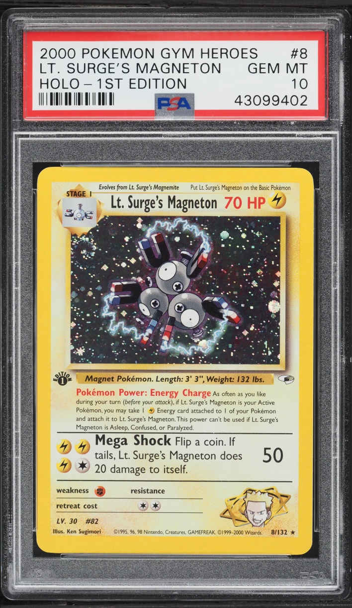 2000 Pokemon Gym Heroes 1st Edition Holo Lt. Surge's Magneton #8 PSA 10 GEM MINT