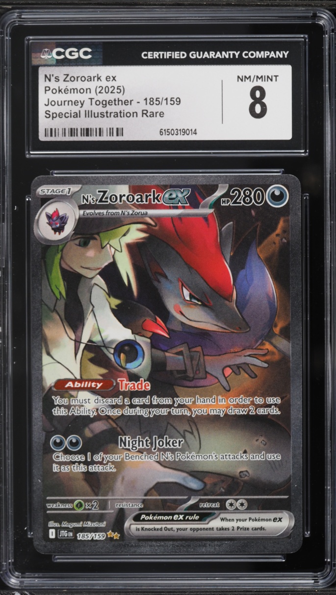 2025 Pokemon Scarlet & Violet Journey Together SIR N's Zoroark EX #185 CGC 8 NM-MT