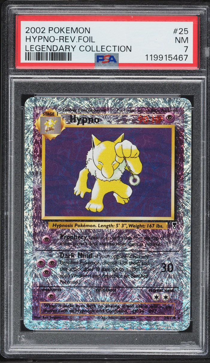 2002 Pokemon Legendary Collection Reverse Holo Hypno #25 PSA 7 NRMT