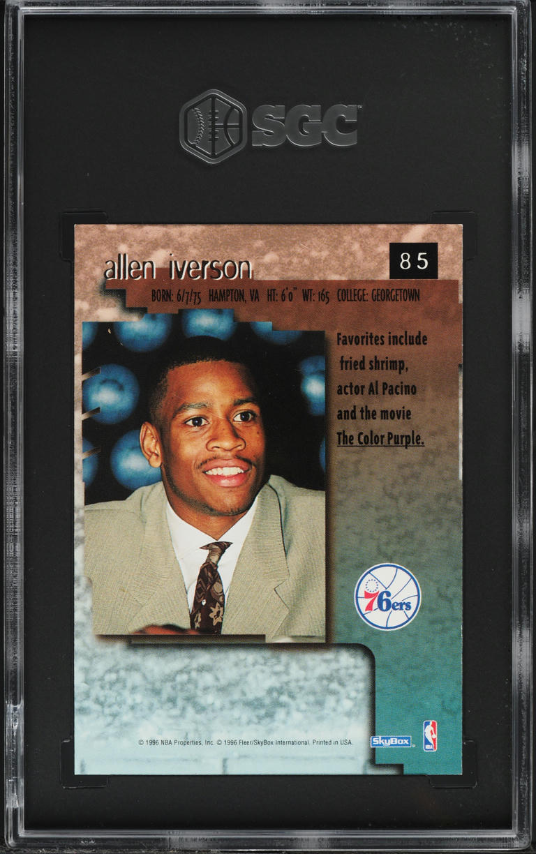 1996 Skybox Premium Allen Iverson ROOKIE #85 SGC 8.5 NM-MT+