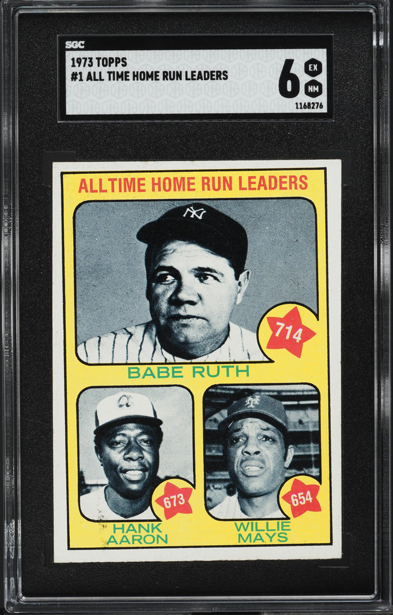 1973 Topps Babe Ruth Hank Aaron Willie Mays ALL-TIME HR LEADERS #1 SGC 6 EXMT