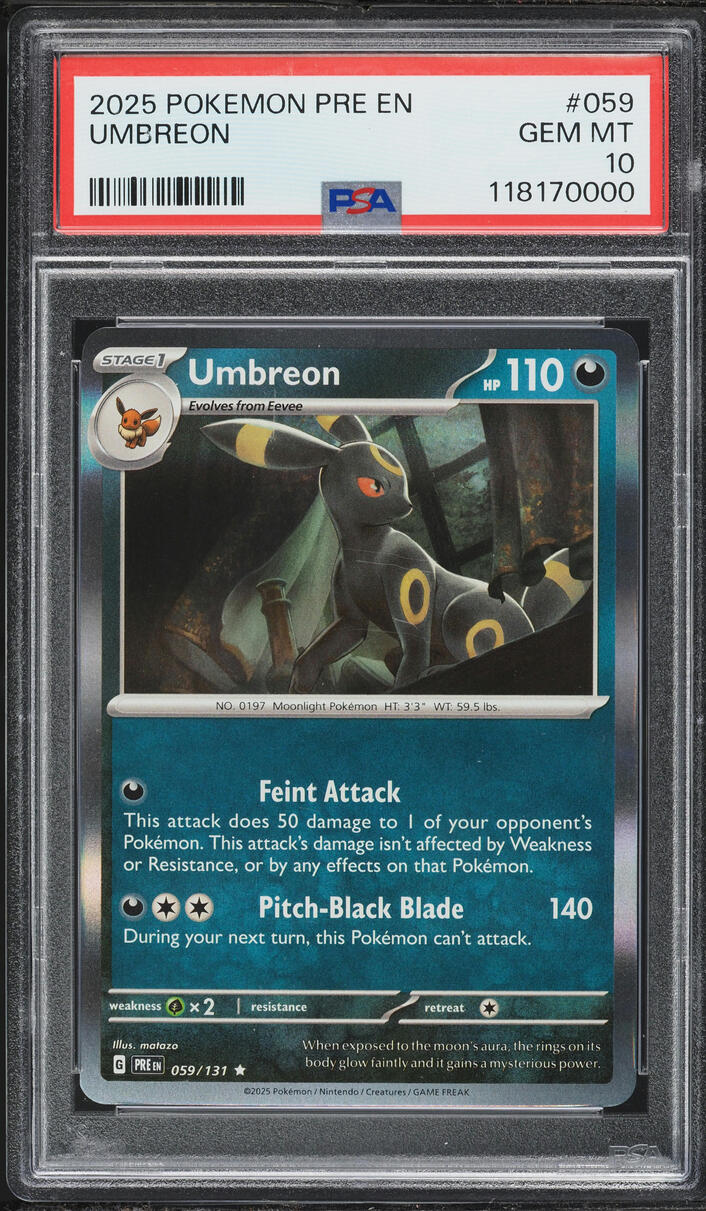 2025 Pokemon Scarlet & Violet Prismatic Evolutions Umbreon #59 PSA 10 GEM MINT