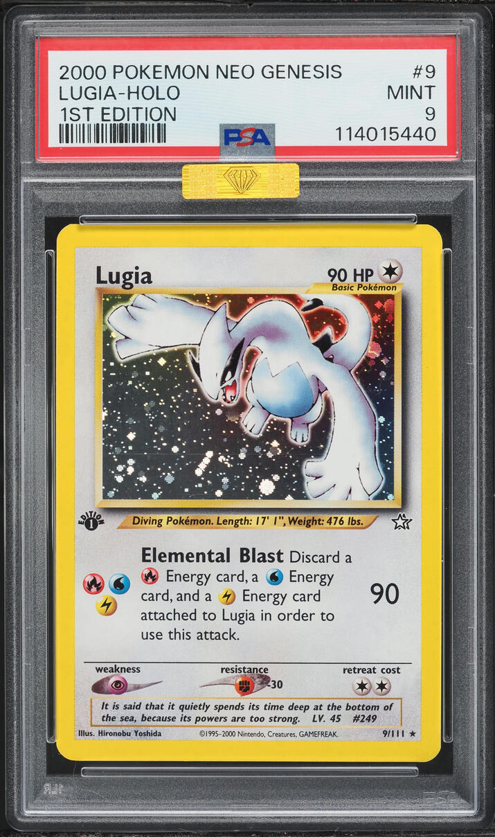 2000 Pokemon Neo Genesis 1st Edition Holo Lugia #9 MBA PSA 9 MINT