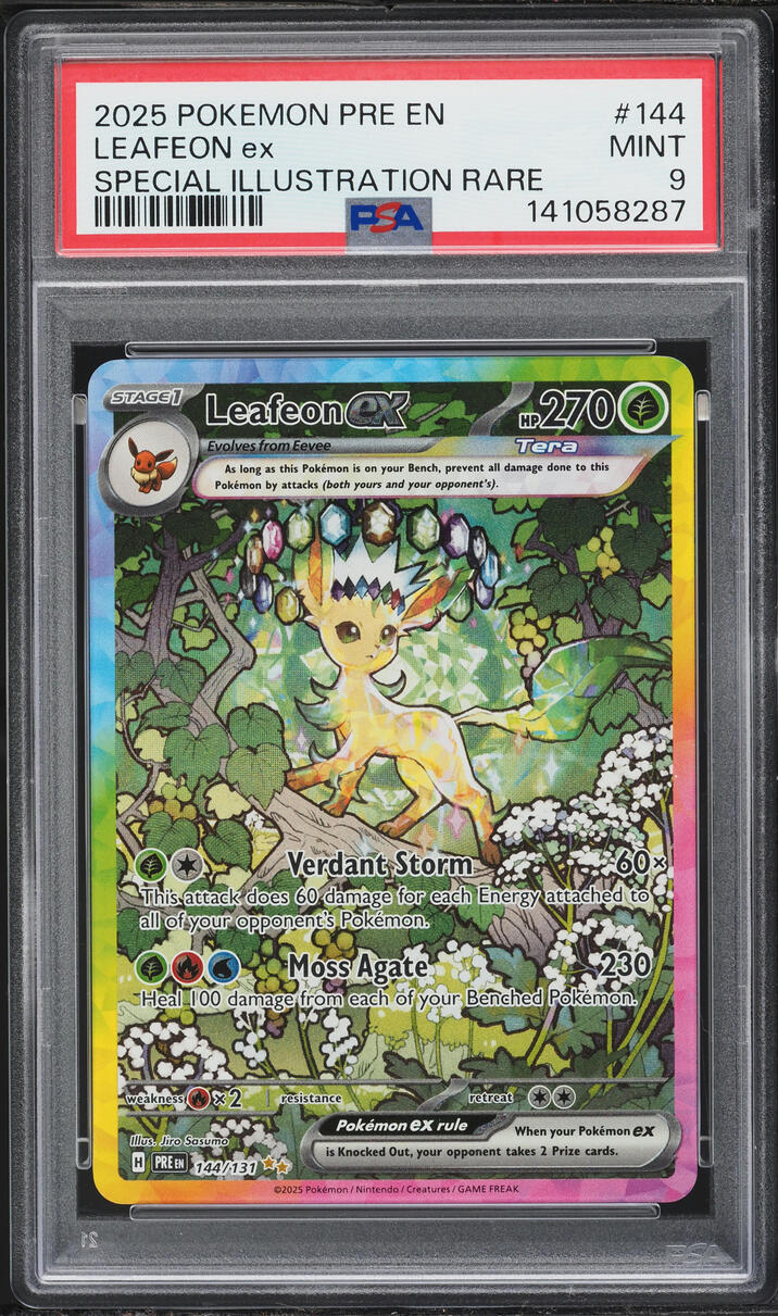 2025 Pokemon Scarlet & Violet Prismatic Evolutions SIR Leafeon EX #144 PSA 9 MINT