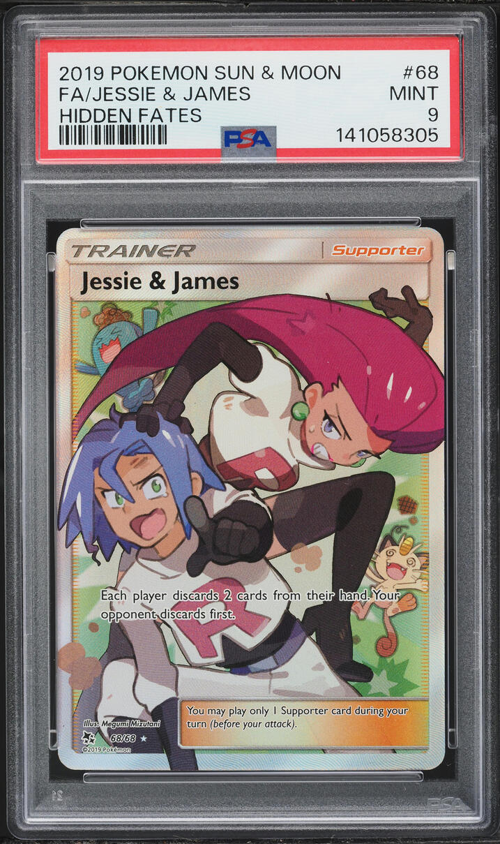 2019 Pokemon Sun & Moon Hidden Fates Full Art Jessie & James #68 PSA 9 MINT
