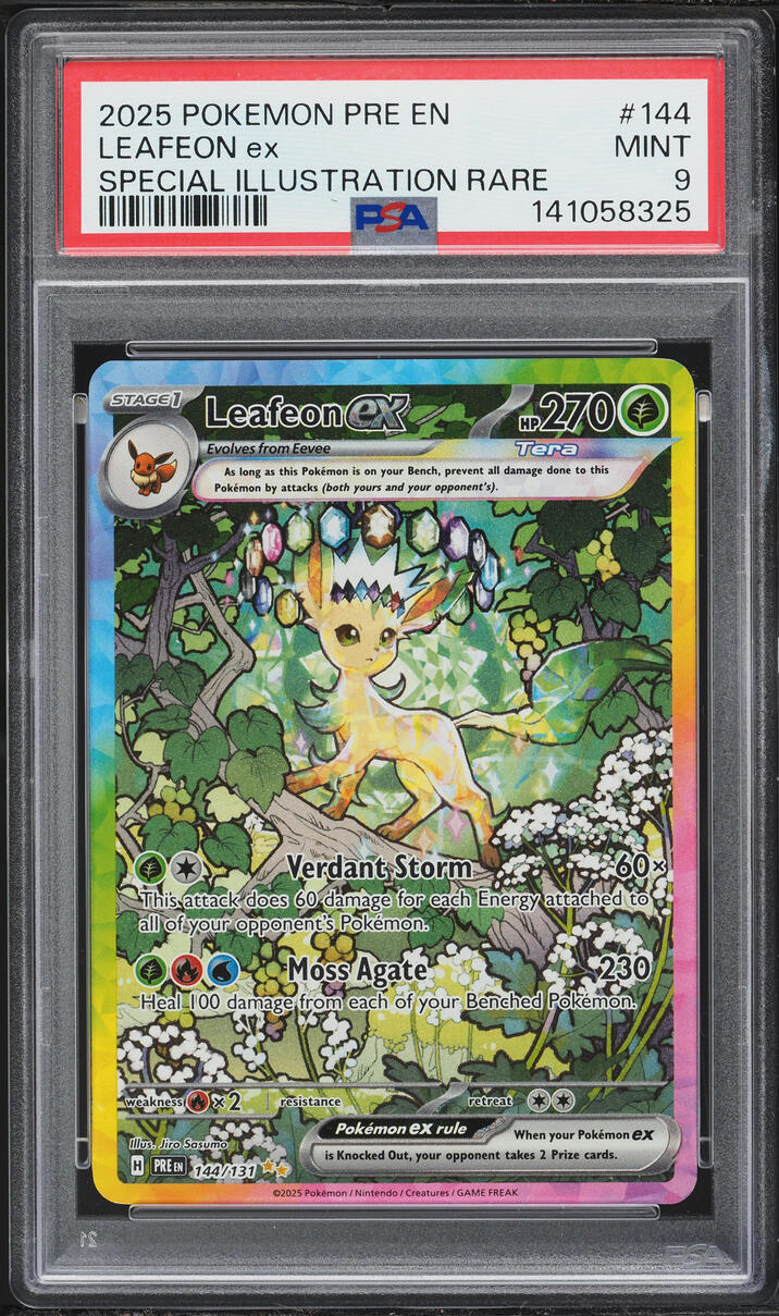 2025 Pokemon Scarlet & Violet Prismatic Evolutions SIR Leafeon EX #144 PSA 9 MINT