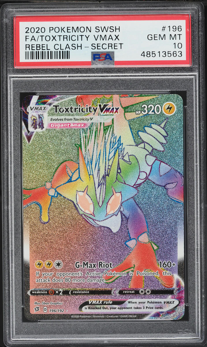 2020 Pokemon SWSH Rebel Clash Rainbow Rare Toxtricity VMAX #196 PSA 10 GEM MINT