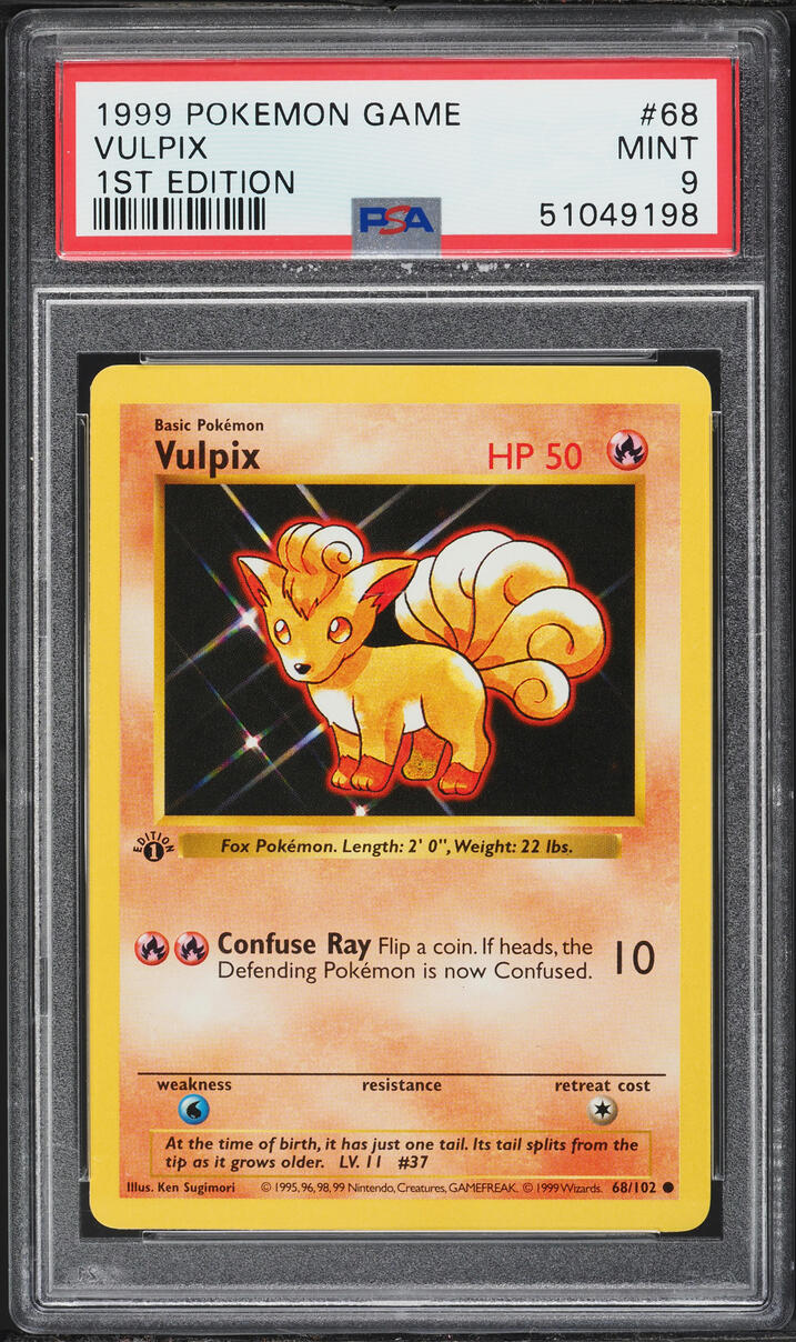1999 Pokemon Base Set Shadowless 1st Edition Vulpix #68 PSA 9 MINT