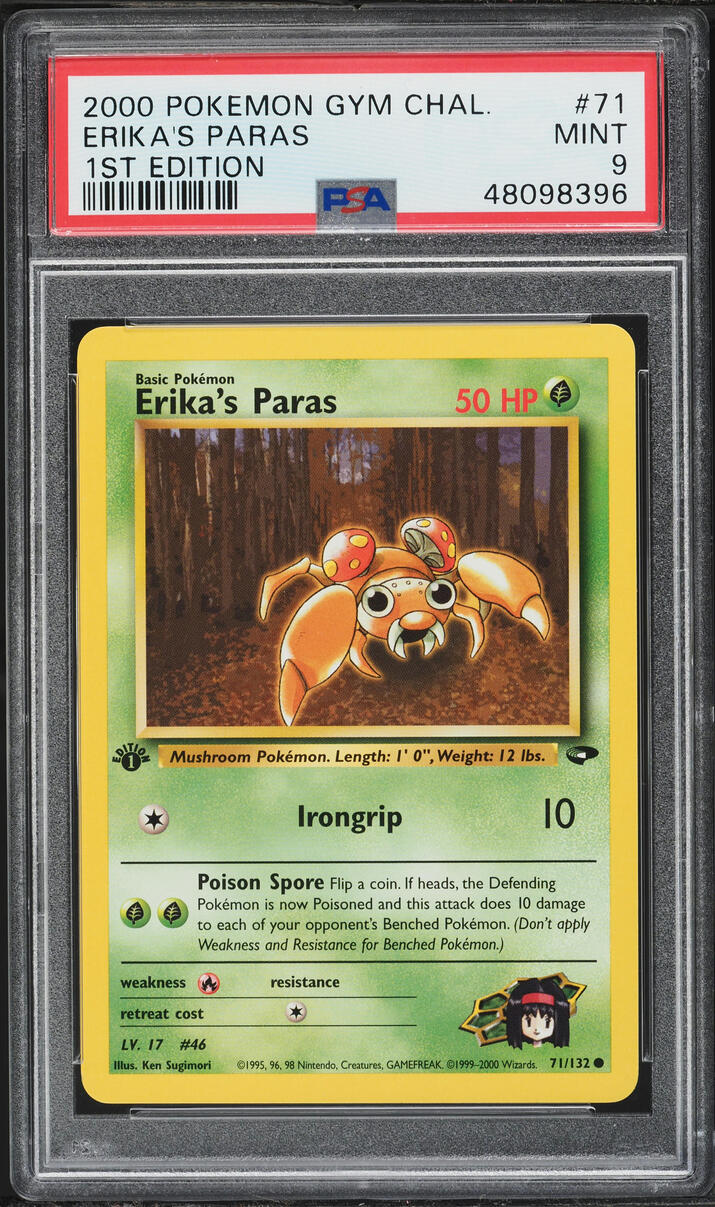 2000 Pokemon Gym Challenge 1st Edition Erika's Paras #71 PSA 9 MINT