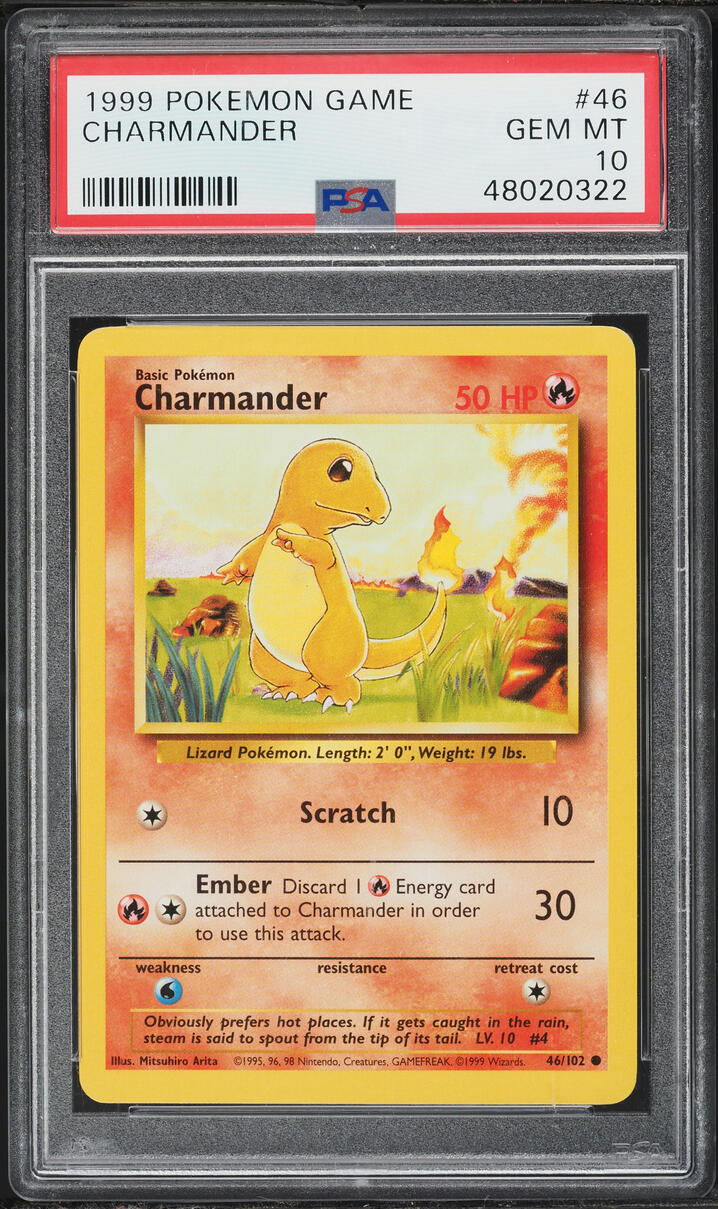 1999 Pokemon Base Set Charmander #46 PSA 10 GEM MINT
