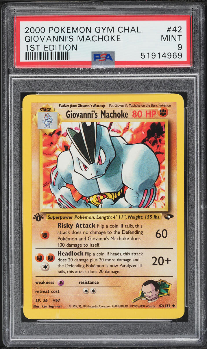 2000 Pokemon Gym Challenge 1st Edition Giovanni's Machoke #42 PSA 9 MINT