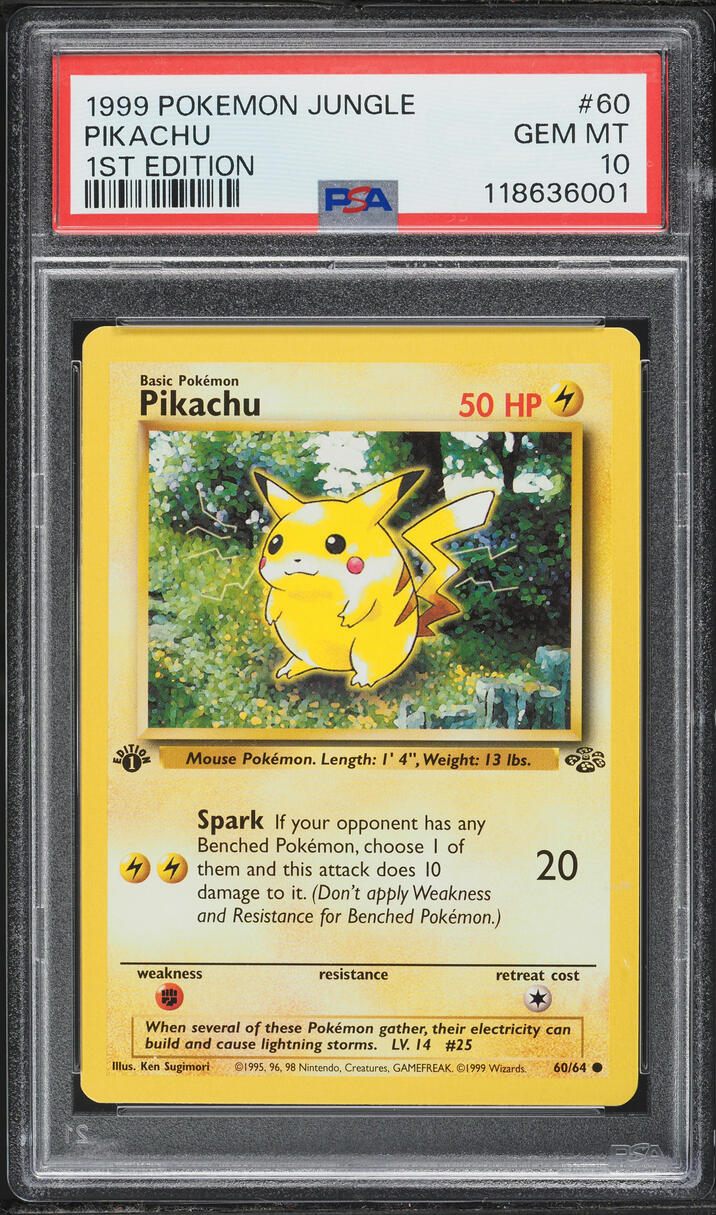 1999 Pokemon Jungle 1st Edition Pikachu #60 PSA 10 GEM MINT