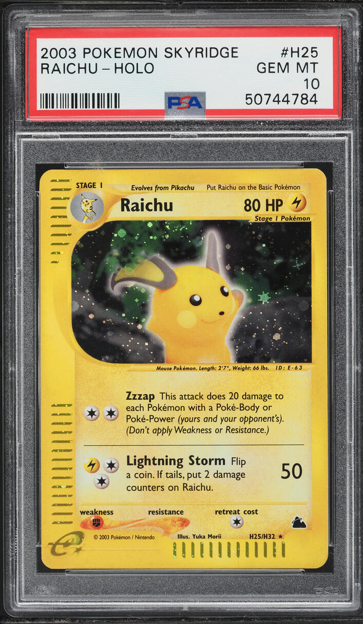 2003 Pokemon Skyridge Holo Raichu #H25 PSA 10 GEM MINT