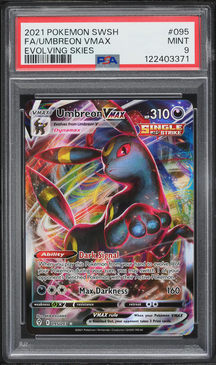 2021 Pokemon Sword & Shield Evolving Skies Full Art Umbreon VMAX #95 PSA 9 MINT